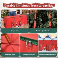 HLJ  Bolsa de almacenamiento para árbol de Navidad tela Oxford impermeable 600D resistente que se adapta a árboles de Navidad de 9 pies contenedor de árboles artificiales a prueba de humedad con asas de87 - Rojo - Ver 3