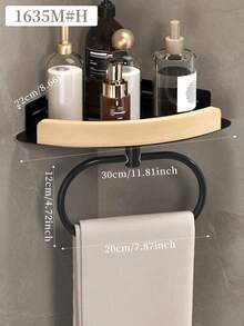 1pc Bathroom Towel Ring, Wall Mounted Towel Holder With Wooden Rack, Towel Hook, For Bathroom Storage And Organization, No Drilling Required, Easy Installation, Bathroom Accessory - Multicolor - View 15