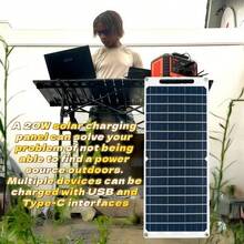 20W Type-C & USB Solar Charger Panel, Flexible Solar Charging Board For Outdoor Emergency Mobile Devices, Camping, Hiking, Essential