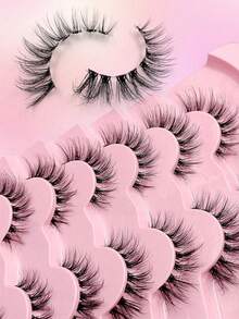 7 Pairs MKHLINA Natural Eyelash Extensions With Transparent Band, 9-14mm Fluffy Lashes, Salon Quality For Daily Use