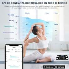 Bascula Digital Corporal,Báscula de Peso Corporal,Escala de Grasa Inteligente con Pantalla LCD,Recargable USB,Analizador de Composición Corporal,Bluetooth Smart Scale Compatible iOS y Android (Blanco) - Negro - Ver 3
