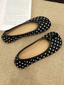 2026 New Black Polka Dot Soft Leather Split-Toe Mule Shoes | Retro Low-Cut Slip-On Shoes, Versatile For Commuting, Dating, Mid-Autumn Festival, National Day, Christmas, Halloween, Thanksgiving, Daily Wear - Multicolor - View 13
