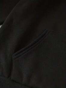 Floral Print Hooded Sweatshirt With A Drawstring And Thermal Lining. - Black - View 6