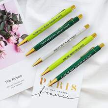 Caneta Esferográfica com Slogan Engraçado, Caneta Neutra, Caneta de Energia Positiva com Botão de Pressão, Tinta Preta, Clipe de Caneta de Fácil Fixação, Corpo de Borracha da Caneta Esferográfica - Formas de Caneta Coloridas e Fofas, Adequadas para Diários, Escrita, Volta às Aulas, Presentes do Dia dos Namorados. - Multicolorido - Visão 3