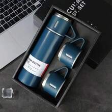 Vacuum Insulated Water Bottle, Outdoor Tumbler, Business Gift Set (1 Bottle + 3 Lids), Gift Box, 304 Stainless Steel Cup As Souvenir