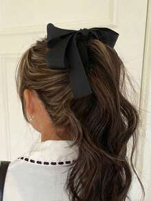 1pc Elegant Bow Hair Clip, Delicate Bowknot Hair Accessory With Sharp Hook Clasp, Suitable For Braids, Buns, Ponytails, Updos, Available In Solid Colors: Black, Red, White, Beige, Brown, Navy, Burgundy, Suitable For Formal And Casual Occasions, Fashionable And Versatile Bow Hair Clip, Hair Clip, Hair Accessory, Head Accessories, Hair Accessories For Women