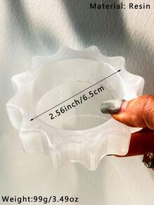 1件宽版不对称几何树脂手镯，饰有贝壳铆钉，可叠戴，时尚迷人，适合日常佩戴。 - 彩色 - 查看 9