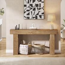 Tribesigns Mesa consola de 160 cm de largo, mesa de centro rectangular detrás del sofá, mesa de granja para entrada, pasillo, sala de estar (natural) - Marrón - Ver 9