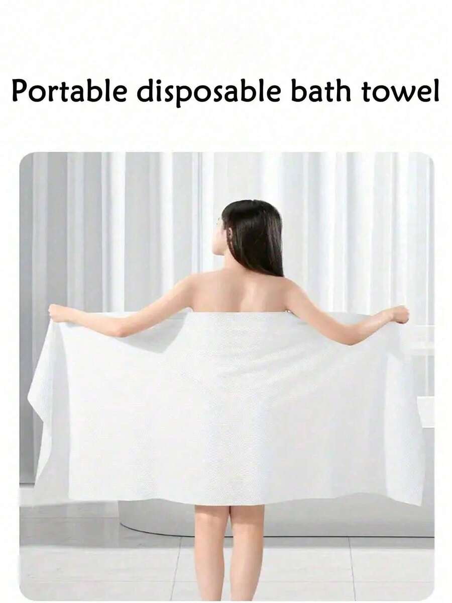 5pcs/Pack Luxury Disposable Thick Towels, 70gsm Soft Non-Woven Fabric, Individually Packaged, 50x100cm, Suitable For Travel, Gym And Outdoor Use - White - View 1