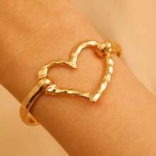 Women's Exaggerated Unique Fashion Creative Cross Heart Shaped Adjustable Bangle Bracelet, Elegant Personalized Heart Cross Design Jewelry - Love Heart - View 13