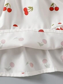 2-5岁女童樱桃印花纯棉公主裙，可爱时尚儿童夏季连衣裙 - 紅白色 - 查看 9