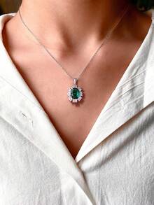 1 chiếc dây chuyền bạc 925 đính kim cương nhiều màu sắc, lấp lánh dành cho nữ, thanh lịch để đeo hàng ngày và hẹn hò, quà tặng năm mới và ngày Valentine. - Bạc - Xem 6