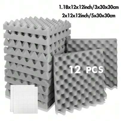  OLOEY Acoustic Foam Panels 12 Pcs Soundproofing And Noise Reduction High-Density Studio Egg Crate Fire-Rated Acoustic Panels Ideal For Recording Studios, Offices, And Home Environments
