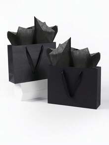 Bộ 8 túi quà màu đen cao cấp có quai dập nổi, túi giấy đen sang trọng, trang trí lễ Phục Sinh. Phiên bản cao cấp đi kèm hộp quà và giấy gói quà, thiết kế tối giản, phù hợp trang trí nhà cửa, văn phòng, trường học, đựng khăn quàng cổ, khăn choàng, đồ ăn nhẹ, quà tặng đám cưới, tiệc tùng, quà tặng cho giáo viên, bạn học, đồng nghiệp, bạn bè, người yêu, cô dâu, phù dâu. - màu đen - Xem 6