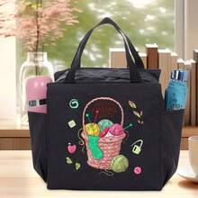 Large Capacity Woven Storage Bag - With Zipper Design, Suitable For Knitting, Weaving - Perfect Gift For Knitting Enthusiasts Zipper Closure Lunch Bag - Multicolor - View 11