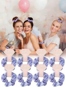 10pcs Bridesmaid Proposal Gift Silk Hair Ties Hair Accessories - Silk Scrunchies, For Bachelorette Party Favors, Wedding Hair Accessories ( Non-Damaging Design, Bulk Romantic Gift Box Fillers For Bride Squad, DIY Bridal Souvenirs), Bachelorette Party Favors Bridesmaid Wedding Party Supplies, Birthday Party, Graduation Season(Purple) - 淡紫色 - 查看 6