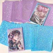 10pcs/Pack 61x91mm Matte Card Sleeves, CPP Laser Cut Heart Holographic Postcards, 3 Inch Top-Open Card Holders, Back To School Season - Multicolor - View 3