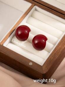 1Pair Autumn Winter Simple, Exquisite And Elegant Retro Red Faux Pearl Design Earrings, Unique Festive Temperament, Gorgeous Feeling, Women's Wedding Banquet Events, Fashionable Holiday Dressing Earrings