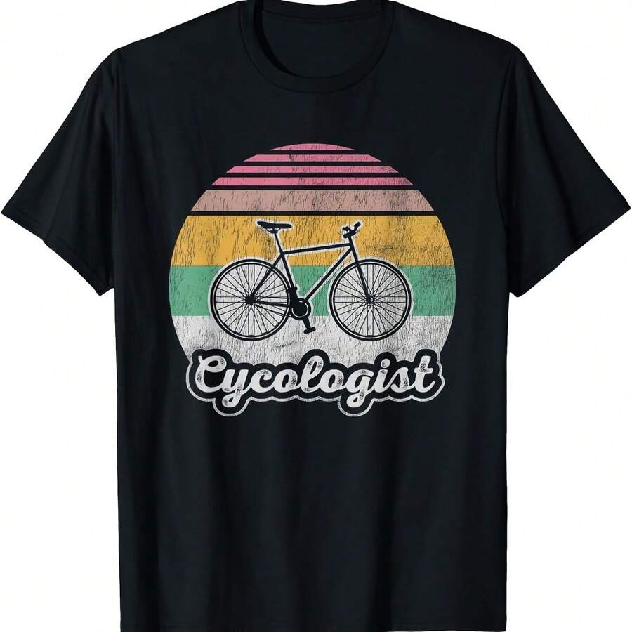 Cycologist Retro Bicycle Lover Circle Art T-Shirt - Blue - View 1