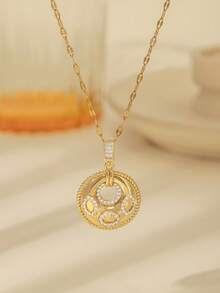 Mặt dây chuyền hình biểu tượng Totem - Trang sức đính đá hình ngôi sao/tròn/bát giác, tô điểm thêm vẻ rực rỡ cho trang phục thường ngày/thường nhật độc đáo. - Vàng - Xem 3