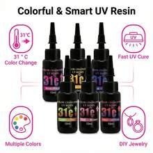6色-10毫升/0.35盎司紫外线感光变色UV胶DIY手工胶，温度变化31度，珠宝制作DIY工艺装饰品-耳环、戒指、钥匙扣等-珠宝铸造工具 - 彩色 - 查看 3