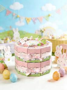 20pcs/Set Cake Shape Box, Easter Gift Box, Rabbit Paper Box, Triangle Packaging Box, Party Favors, Easter Birthday Party Decoration, Party Supplies - Multicolor - View 10