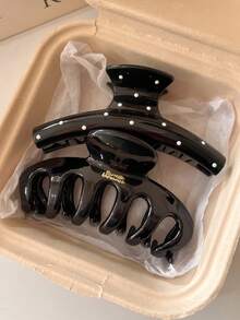 2个/1个女士4.41英寸/11.2厘米黑色轻便塑料发夹，时尚百搭高端优雅简约纯色发爪，适合日常外出、休闲、派对、通勤、海滩、度假、扎马尾辫、盘发、洗脸、化妆等场合，是女性优雅发饰的必备单品。 - 彩色 - 查看 2