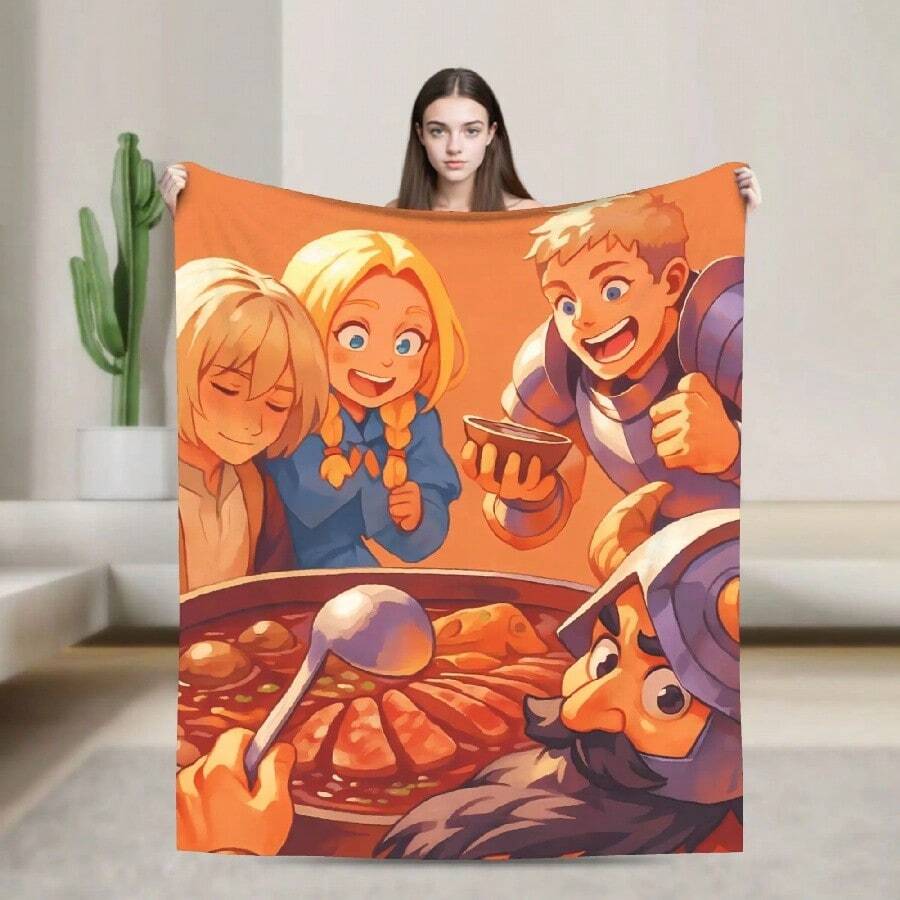 Dungeon Meshi Anime Marcille Laios  Blanket Quality Warm Soft  Throw Blanket Autumn S Outdoor Funny Bedspread(22).Jpg - 白色 - 查看 1