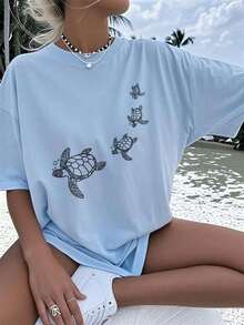 Women's Turtle Beach T-Shirt, Comfortable Casual Fashion Shirt, 100% Premium Cotton - trắng - Xem 1