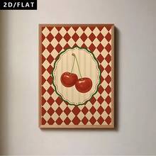 1pc Cherry-Themed Decorative Paintings, Vintage Minimalist Style Art Posters, Canvas Prints, Wall Arts Reproductions And Images, Suitable For Bedroom, Living Room, Kitchen, Study, Office, Restaurant, Hotel, Bar Wall Decor, Home Decor(No Frame/Framed) - Multicolor - View 14