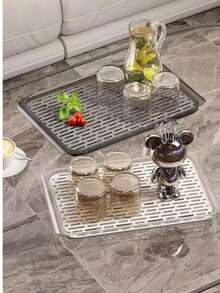 1 pieza Bandeja de plástico con bandeja de drenaje. Fácil de limpiar, evita la acumulación de agua, la escala y el crecimiento bacteriano. Se puede usar para almacenar tazas, tazas, condimentos de cocina, verduras lavadas, frutas, artículos de tocador, cuidado de la piel y cosméticos. Adecuado para la cocina, la mesa del comedor, la sala de estar, el dormitorio y el baño. - Multicolor - Ver 3