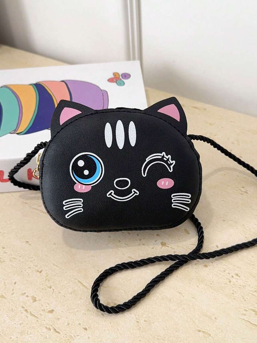 New Expression Kitten Crossbody Bag PU Shoulder Bag Cute Boy's And Girl's Coin Purse