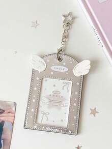 1件套女孩心形天使翅膀3英寸镂空吊坠卡片套装 学生追星者小卡片展示卡套装 校园卡包 - 彩色 - 查看 14