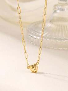 1pc 14K Plated Heart Shape Pendant Magnetic Necklace For Women Dainty Fashion Choker Necklace Jewelry