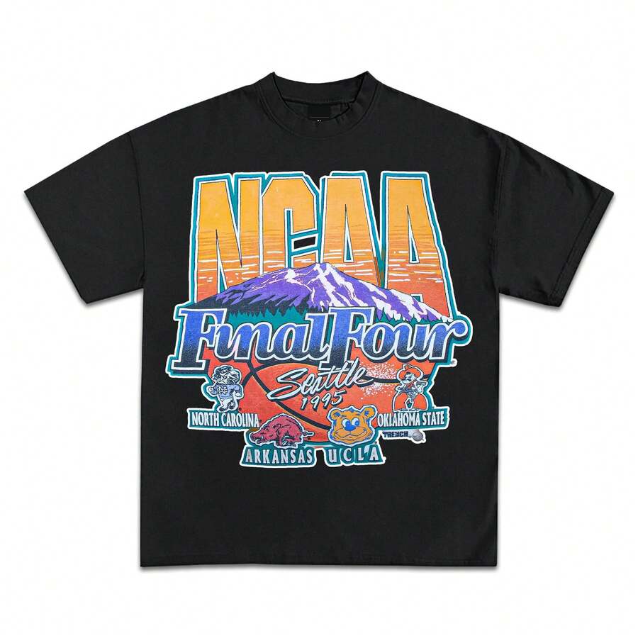NCAA Final Four Seattle 1995 Vintage Graphic T-Shirt Collection _ Basketball Streetwear Y2K _ Premium Quality Shirt - màu đen - Xem 1