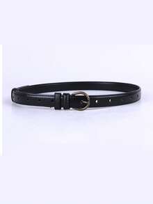 1pc Men's Retro Niche Casual Leather Belt, Minimalist Design, Suitable For Jeans, High-Quality Black Color, Versatile For Daily Wear - Multicolor - View 3