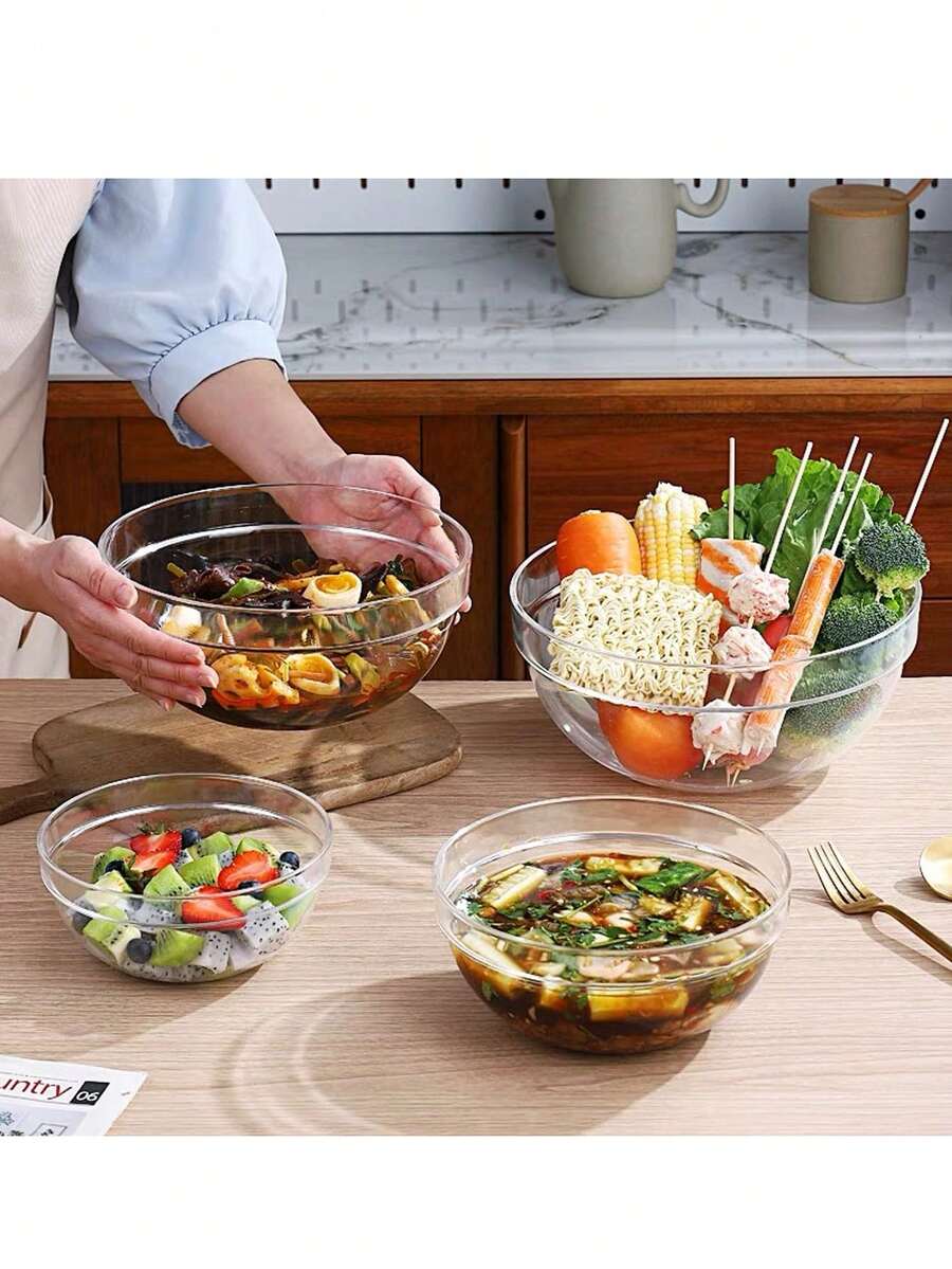 1个透明沙拉碗,商用塑料防滴漏圆形果冻碗,塑料碗,蔬菜水果碗,防滴漏沙拉碗,水果桶,蔬菜,塑料茶碗,圆形碗,适用于厨房、派对、节日和庆典的沙拉盛放碗,可重复使用,小型甜点碗,适用于厨房准备、盛放甜点、蘸酱和糖果或坚果碗 - 無色 - 查看 1