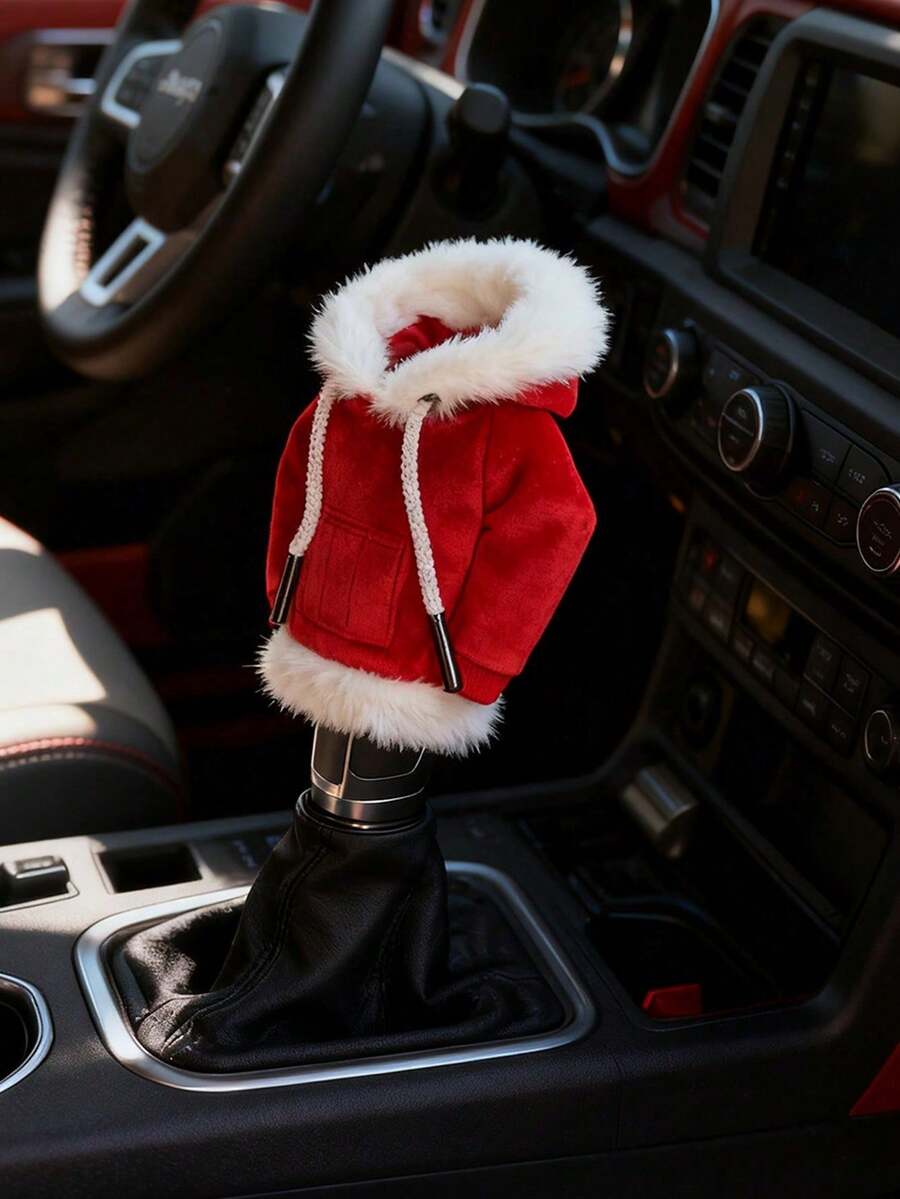 1 pieza Funda para perilla de cambio de marchas con diseño de Papá Noel, suéter con capucha en miniatura de moda adecuado para la perilla de cambio de marchas del automóvil - Multicolor - Ver 1