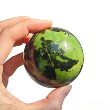 1 quả cầu pha lê Opal xanh lá cây - Quả cầu đá tự nhiên với vân đen, trang trí nhà cửa và văn phòng, món quà lý tưởng cho các dịp lễ Giáng sinh, Halloween, Phục sinh. - màu xanh lá - Xem 13