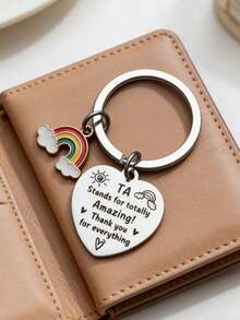 字母标语钥匙扣（1个），教师节礼物，毕业礼物，彩虹吊坠钥匙扣，包包挂饰，节日礼物 - 銀色 - 查看 5