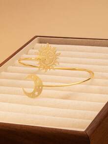 1 chiếc vòng tay/vòng đeo tay nữ màu vàng đồng, trang trí hình hoa hướng dương, sao, trăng, phụ kiện trang sức cao cấp thời trang mới. - Nhiều màu 31 - Xem 3
