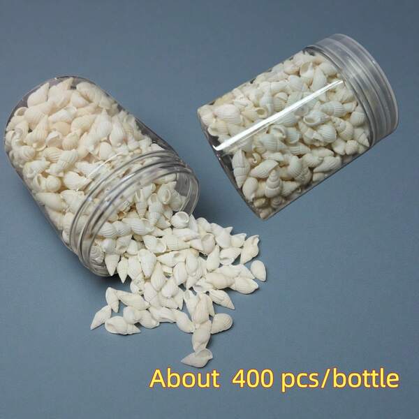 1 Bottle Of Approx. 400pcs White/Yellow Mini Seashells, Suitable For DIY Jewelry Making, Crafts, Candle Making, Home Decor, Party, Wedding, And Aquarium Vase Filler - Craft Supplies