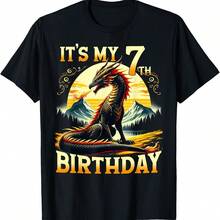 It's My 7th Birthday Dragon 7 Birthday 7 Year Old T-Shirt - 粉色 - 查看 1