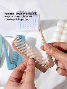 Foldable Pointed Tail Comb, Portable Travel-Friendly Dry & Wet Use Mini Compact Anti-Static Hair Brush Tool - Multicolor - View 5