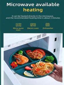 1pc Microwave- Plastic Divider Plate, Round Salad/Fruit/Dinner Tray, Suitable For Women And Students To Manage Diet And Weight Loss - Multicolor - View 6