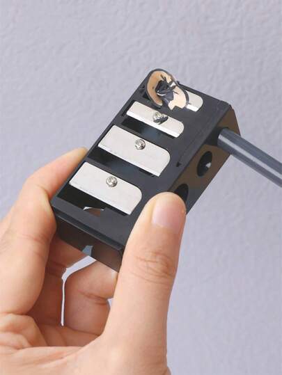 1支黑色高端五孔眼线笔、眉笔、化妆刷、削笔器，五孔设计削笔工具，便捷多功能削笔器