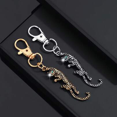 1 Piece Fashionable European And American Retro Personality Simple Leopard Keychain Pendant Accessory, Suitable For Men's Car Keys And Bag Decoration