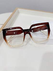 1pc Women's Casual Retro Square Large Frame Black Fashion Plain Glasses, Suitable For Daily Wear And Street Photography - Multicolor - View 16