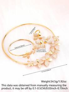 LIGHTSOME Set de 4 piezas: Collar de flor de circonita completa de lujo con pulsera, anillo abierto, aretes. Conjunto de joyas de charm choker de cobre con circonita para mujer, regalo para el Día de San Valentín - Conjunto de joyas - Ver 6