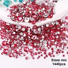 SS6 2MM-SS30 6.4MM, 7 Sizes, Non-Hot Fix, Adhesive Round Flat Bottom Glass Crystal Rhinestones, Multi-Color Crystal Gemstone Jewelry Beads DIY Glass Stone Diamond Design Accessories, Glitter Nail Art Stickers Decoration, Suitable For Phone Cases, Clothes, Bags, Shoes, Crafts - Multicolor - View 69